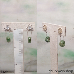 Round ring jade earrings