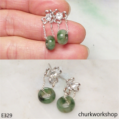 Round ring jade earrings