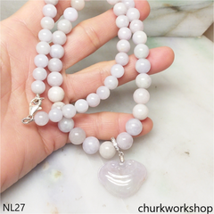 Lavender jade beads necklace