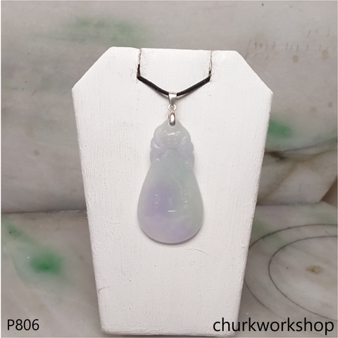 Pale lavender carved jade pendant