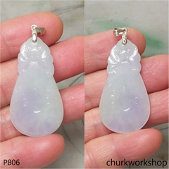 Pale lavender carved jade pendant