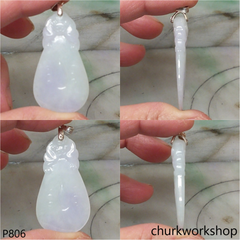 Pale lavender carved jade pendant