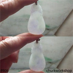 Pale lavender carved jade pendant