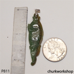 Green and brown jade fish pendant