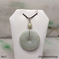 Light green large jade Donut pendant