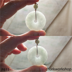 Light green large jade Donut pendant