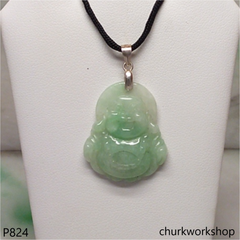 Green jade happy Buddha pendant