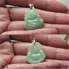 Green jade happy Buddha pendant