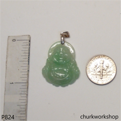 Green jade happy Buddha pendant