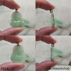 Green jade happy Buddha pendant