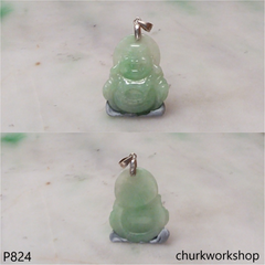 Green jade happy Buddha pendant