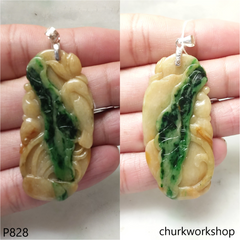 Multicolor jade carving pendant