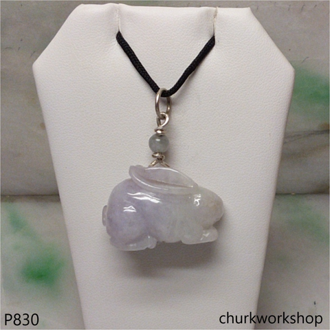 Light lavender jade rabbit pendant