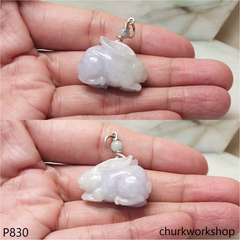 Light lavender jade rabbit pendant