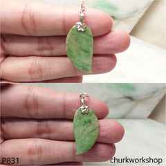 Light green jade leaf pendant