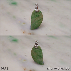 Light green jade leaf pendant