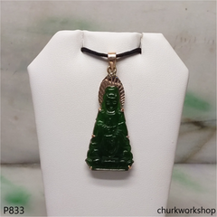 Deep green 14K lady Buddha pendant