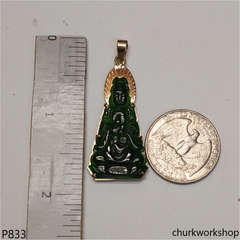 Deep green 14K lady Buddha pendant