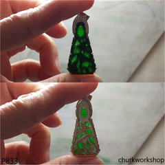 Deep green 14K lady Buddha pendant