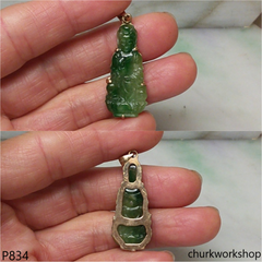 14K green lady Buddha pendant