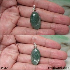 Bluish green jade fish pendant