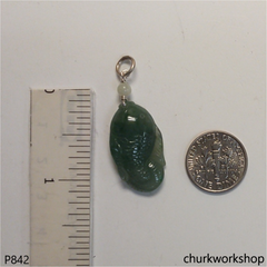 Bluish green jade fish pendant