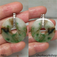 Multi color jade donut pendant