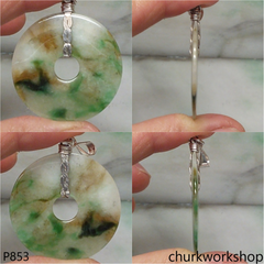 Multi color jade donut pendant