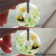 Multi color jade donut pendant