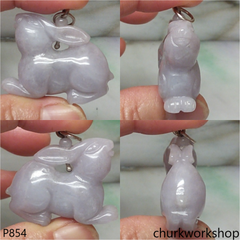 Lavender jade rabbit pendant