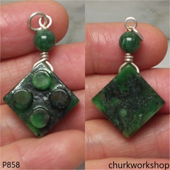 Green jade building block pendant