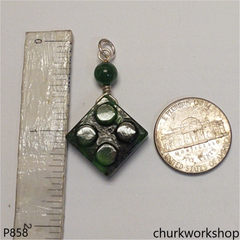 Green jade building block pendant