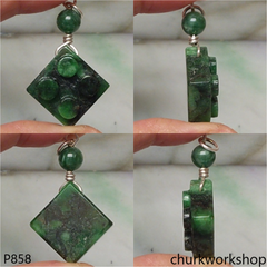 Green jade building block pendant