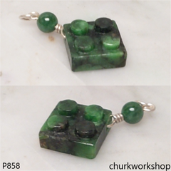 Green jade building block pendant