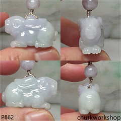 Light lavender mix green rabbit pendant