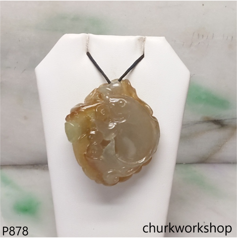 Brownish jade fish pendant