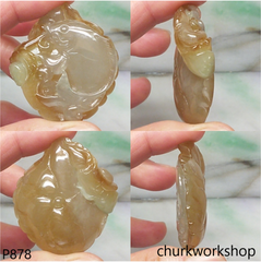 Brownish jade fish pendant