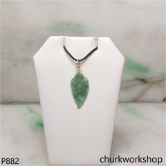 Small green jade leaf pendant