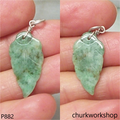 Small green jade leaf pendant