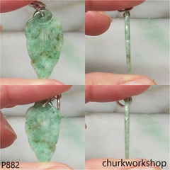 Small green jade leaf pendant