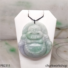 Large light green with splotches lavender jade happy Buddha