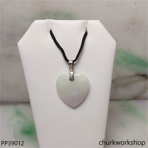 Pale lavender & green jade heart pendant