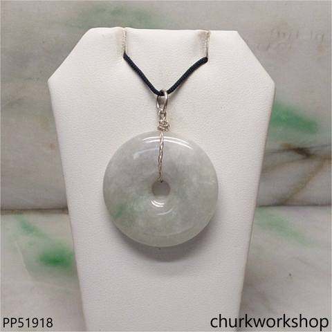 Pale lavender mix green jade Donut pendant