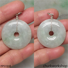 Pale lavender mix green jade Donut pendant