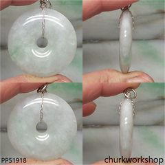 Pale lavender mix green jade Donut pendant