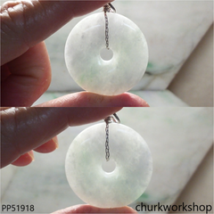 Pale lavender mix green jade Donut pendant