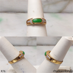 18k yellow gold diamond apple green jade ring