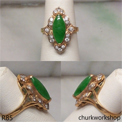 18k yellow gold diamond green jade ring