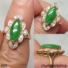 18k yellow gold diamond green jade ring