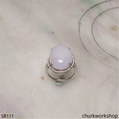 Lavender jade sterling silver ring